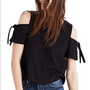 Madewell black cold shoulder crop top, small